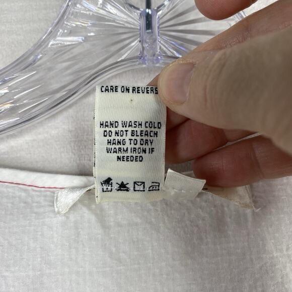 Max Studio Embroidered Peasant Blouse XS White Red Floral 100% Cotton 3/4 Slv - Picture 6 of 9